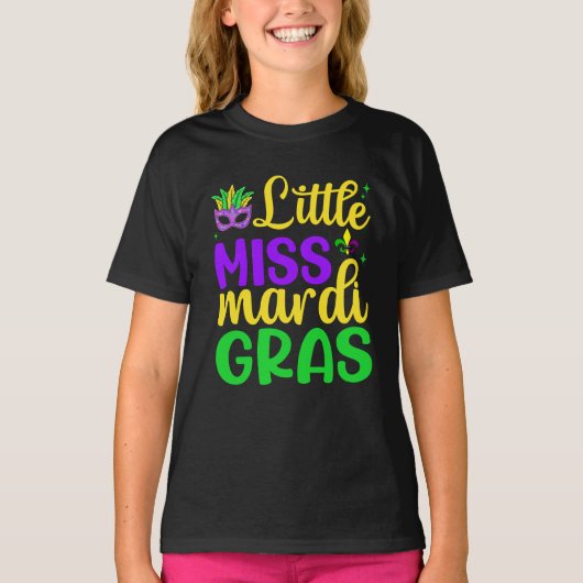 Little Miss Mardi Gras – for Your Mini Carnival  Tシャツ (正面)
