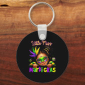 Little Miss Mardi Gras Messy Bun Girls Kids New Or キーホルダー (正面)