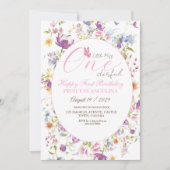 Little Miss One derful floral 1st Birthday Party 招待状 (正面)