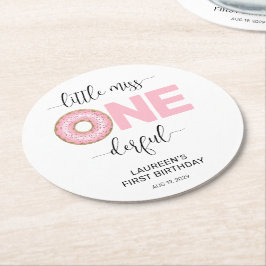 Little Miss Onederful 1st Birthday ラウンドペーパーコースター