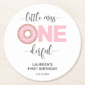 Little Miss Onederful 1st Birthday ラウンドペーパーコースター (正面)