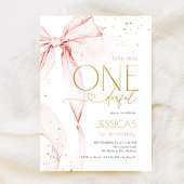 Little Miss ONEderful 1st Birthday Pink Bow 招待状