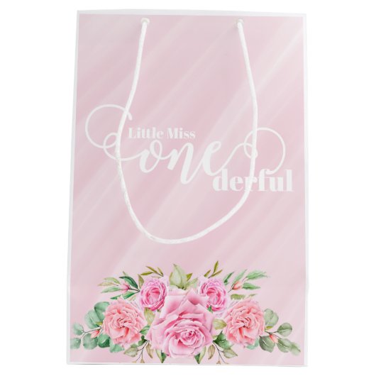 Little Miss ONEderful 1st First Birthday Return ミディアムペーパーバッグ (裏面)