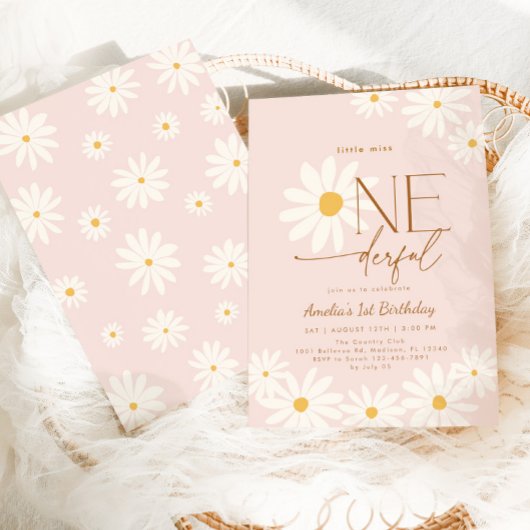 Little Miss Onederful Daisy 1st Birthday 招待状