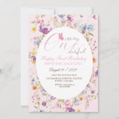 Little Miss Onederful floral 1st Birthday Party 招待状 (正面)