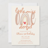Little Miss Onederful Rainbow Photo 1st Birthday 招待状 (正面)