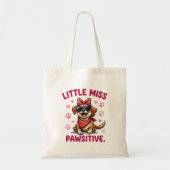 Little Miss Pawsitive Puppy トートバッグ (正面)