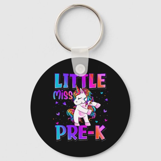 Little Miss Pre-k Unicorn Ck To School Girls  キーホルダー (正面)