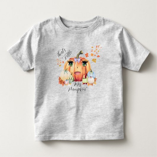 Little Miss Pumpkin Funny Quote Cartoon Face Fall トドラーTシャツ (正面)