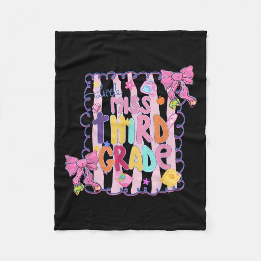 Little Miss Third Grade First Day Of 3rd Grade Coq フリースブランケット (正面)