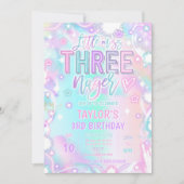 Little Miss Three-nage Pastel Rainbow 3rd Birthday 招待状 (正面)