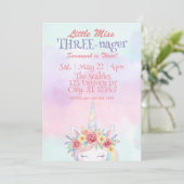 Little Miss Three-nager, Unicorn 3rd Birthday 招待状 (スタンド正面)