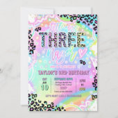 Little Miss Threenage Rainbow Leopard 3rd Birthday 招待状 (正面)