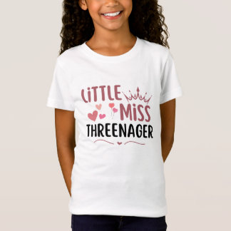 little miss threenager 3rd birthday 3 years old tシャツ