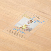 Little Mister Onederful Photo 1st Birthday アクリル招待状 (レイダウン)