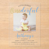 Little Mister Onederful Photo 1st Birthday アクリル招待状 (正面)