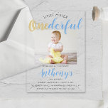 Little Mister Onederful Photo 1st Birthday アクリル招待状<br><div class="desc">祝このトレンディーの1歳の誕生日招待状とスタイルして。このデザインは自分の写真と特別なイベントの言葉でパーソナライズする簡単であり、これらの素晴らしい招待状を受け取ったときにゲストはワクワクする。</div>