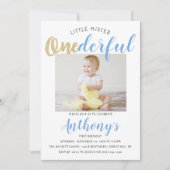 Little Mister Onederful Photo 1st Birthday 招待状 (正面)