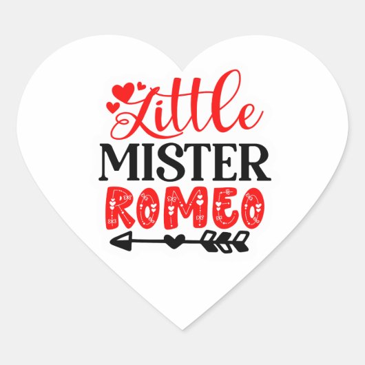 Little Mister Romeo Valentine Cute Love Typography ハートシール (正面)