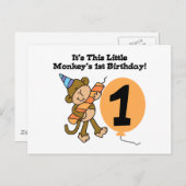 Little Monkey 1st誕生日Tシャツとギフト ポストカード (正面/裏面)
