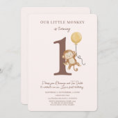 Little Monkey 1st Birthday招待状 招待状 (正面/裏面)