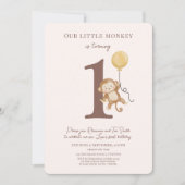 Little Monkey 1st Birthday招待状 招待状 (正面)