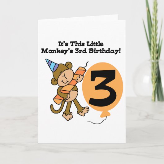 Little Monkey 3rd誕生日Tシャツとギフト カード (正面)