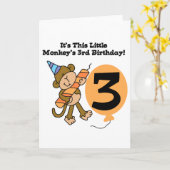 Little Monkey 3rd誕生日Tシャツとギフト カード (黄色い花)