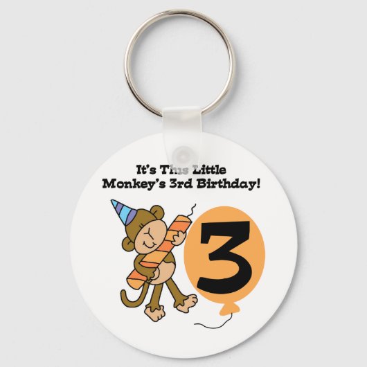 Little Monkey 3rd誕生日Tシャツとギフト キーホルダー (正面)