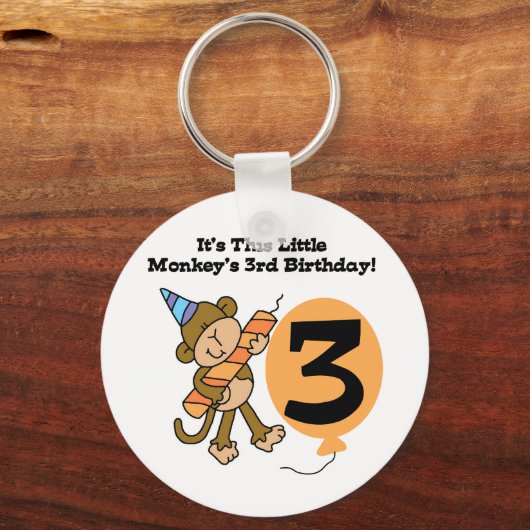 Little Monkey 3rd誕生日Tシャツとギフト キーホルダー (正面)