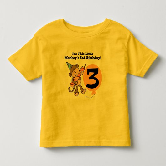 Little Monkey 3rd誕生日Tシャツとギフト トドラーTシャツ (正面)