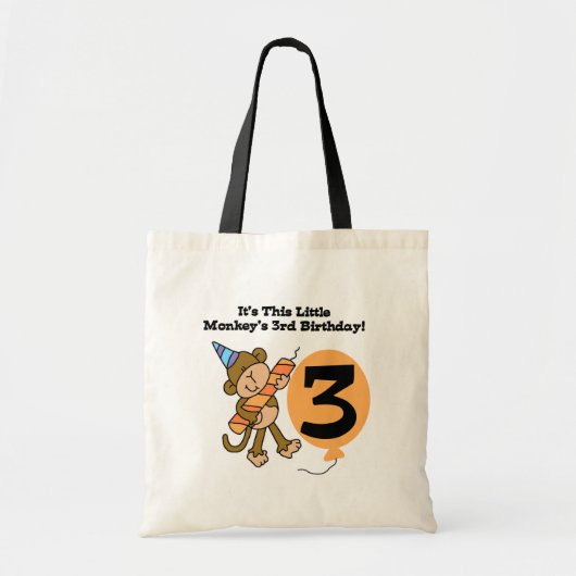 Little Monkey 3rd誕生日Tシャツとギフト トートバッグ (正面)
