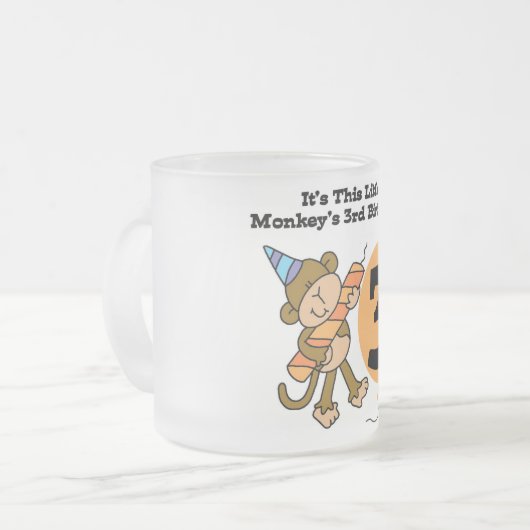 Little Monkey 3rd誕生日Tシャツとギフト フロストグラスマグカップ (正面左)