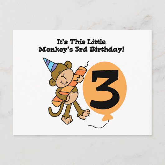 Little Monkey 3rd誕生日Tシャツとギフト ポストカード (正面)