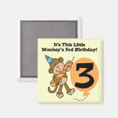 Little Monkey 3rd誕生日Tシャツとギフト マグネット (正面/裏面)