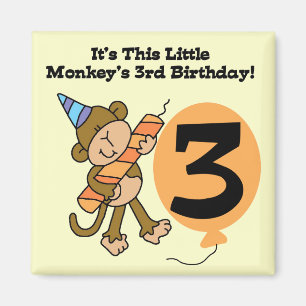Little Monkey 3rd誕生日Tシャツとギフト マグネット