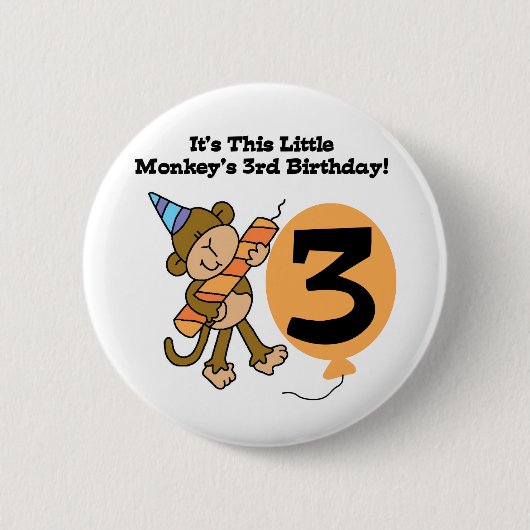 Little Monkey 3rd誕生日Tシャツとギフト 缶バッジ (正面)
