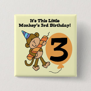 Little Monkey 3rd誕生日Tシャツとギフト 缶バッジ