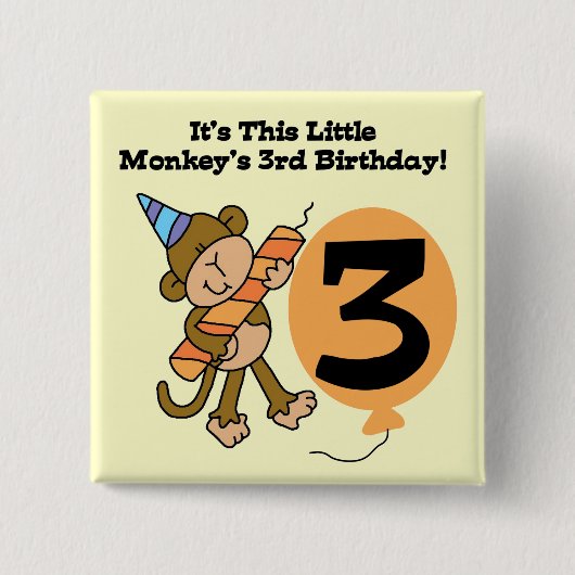 Little Monkey 3rd誕生日Tシャツとギフト 缶バッジ (正面)