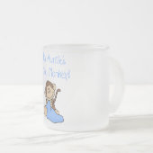 little Monkey Blue T-shirtsおよびギフト伯母さんの フロストグラスマグカップ (正面右)