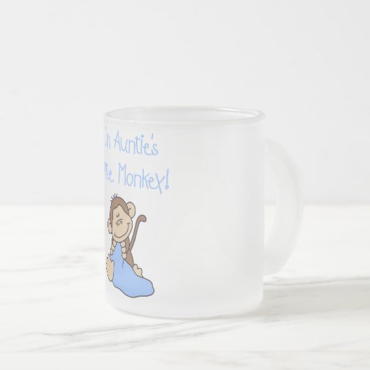 little Monkey Blue T-shirtsおよびギフト伯母さんの フロストグラスマグカップ (正面右)