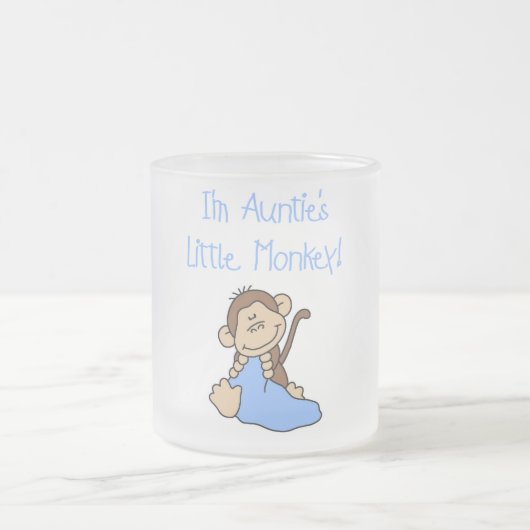 little Monkey Blue T-shirtsおよびギフト伯母さんの フロストグラスマグカップ (中央)