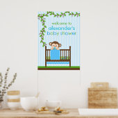 Little Monkey in a Crib Boy Baby Showerポスター ポスター (キッチン)
