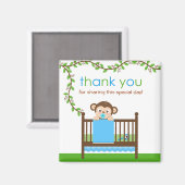Little Monkey in a Crib Boy Thank You Magnet マグネット (正面/裏面)