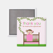 Little Monkey in a Crib Girl Thank You Magnet マグネット (正面/裏面)