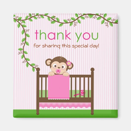 Little Monkey in a Crib Girl Thank You Magnet マグネット (正面)