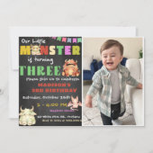 Little Monsterテーマの3番目の誕生日パーティー写真 招待状 (正面)
