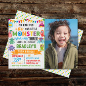 Little Monster 3rd Birthday Photo 招待状