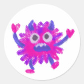 Little Monster Animal Drawing ラウンドシール (正面)
