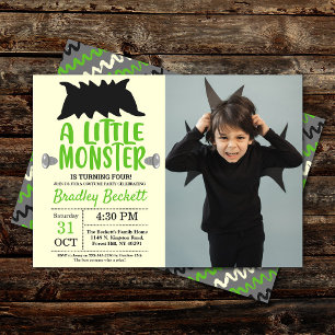 Little Monster Any Ageハロウィーン誕生日写真 招待状